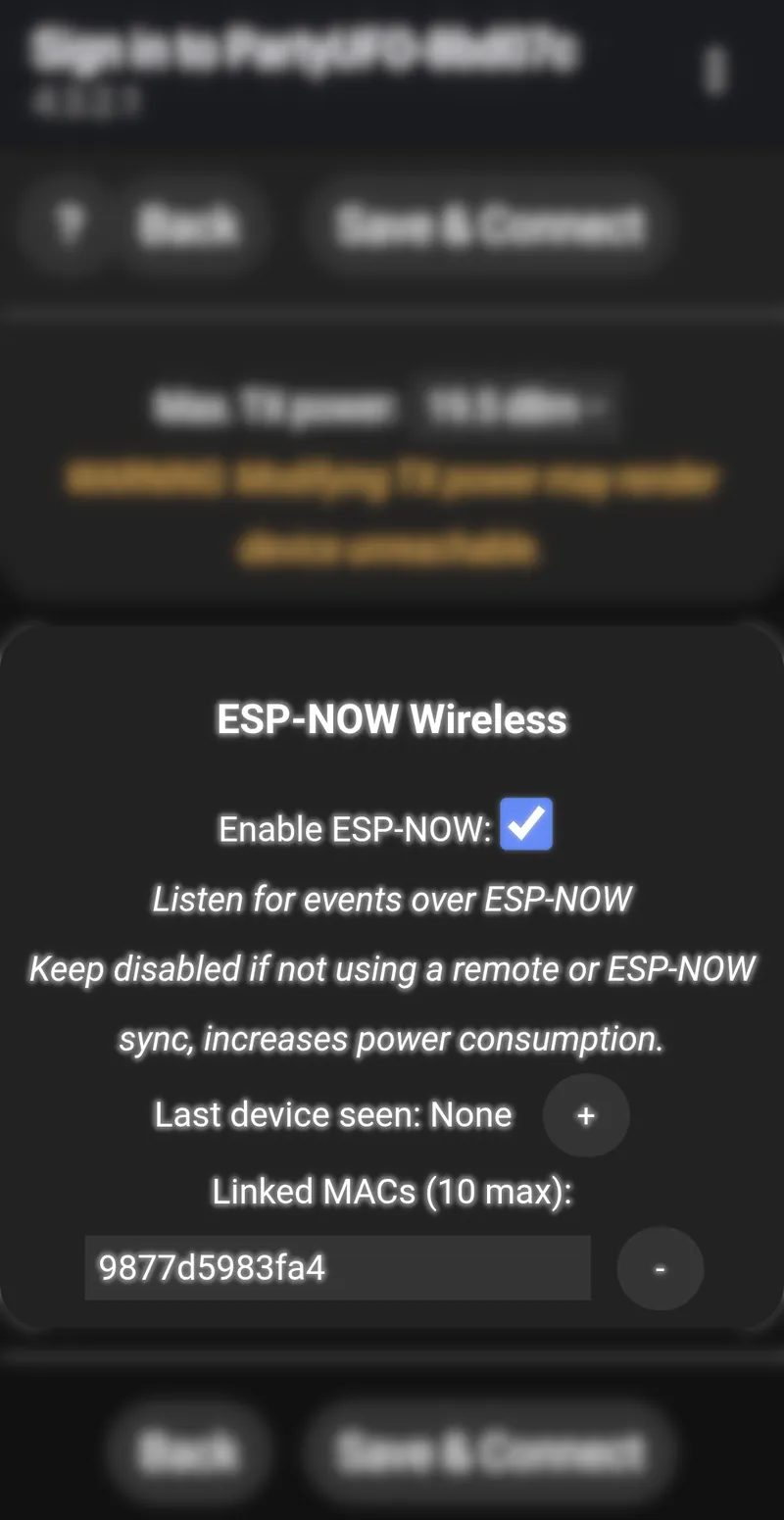 ESP-NOW Wireless with Last device seen and the list of paired remotes