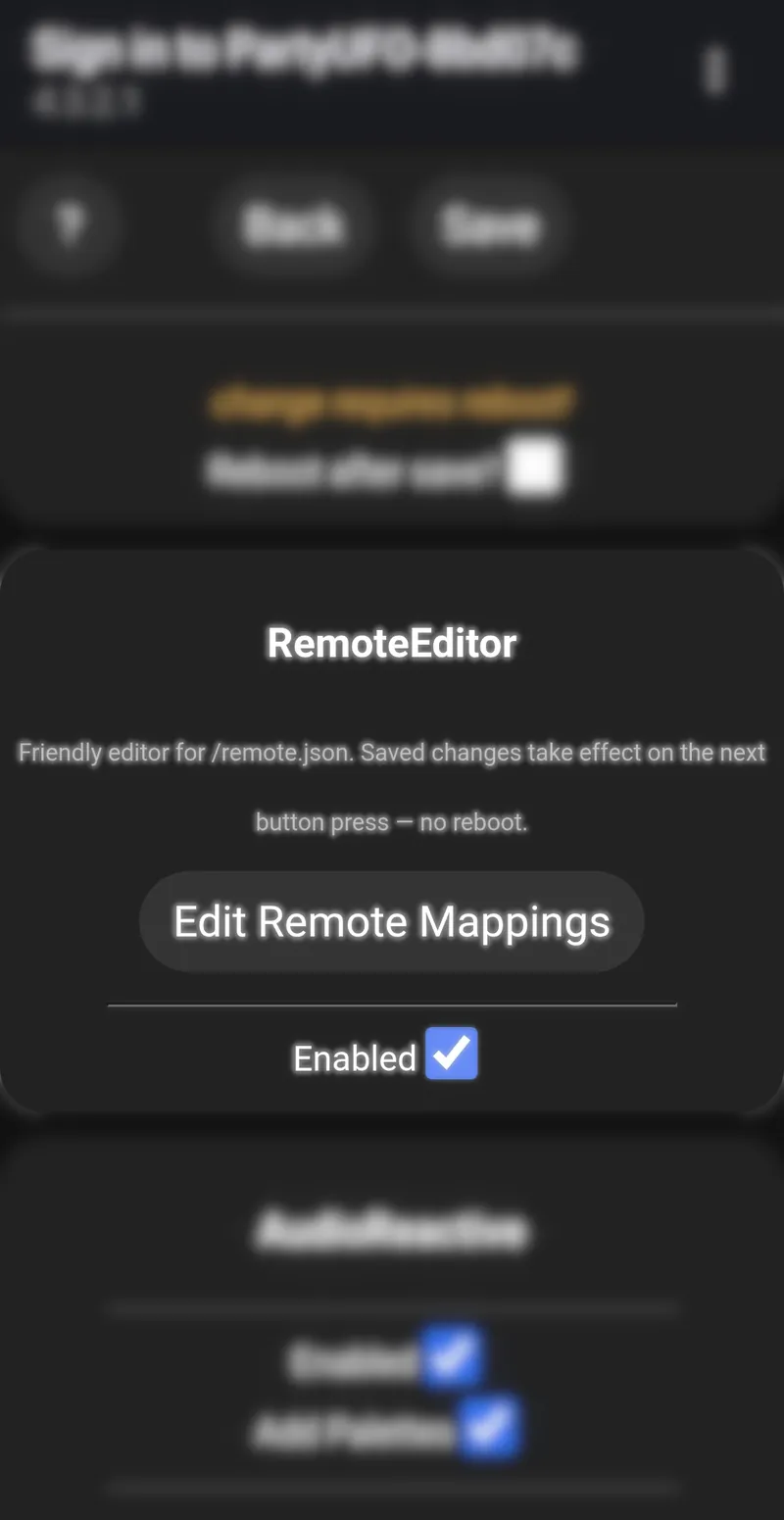 Edit Remote Mappings, where the remote's buttons are linked to presets