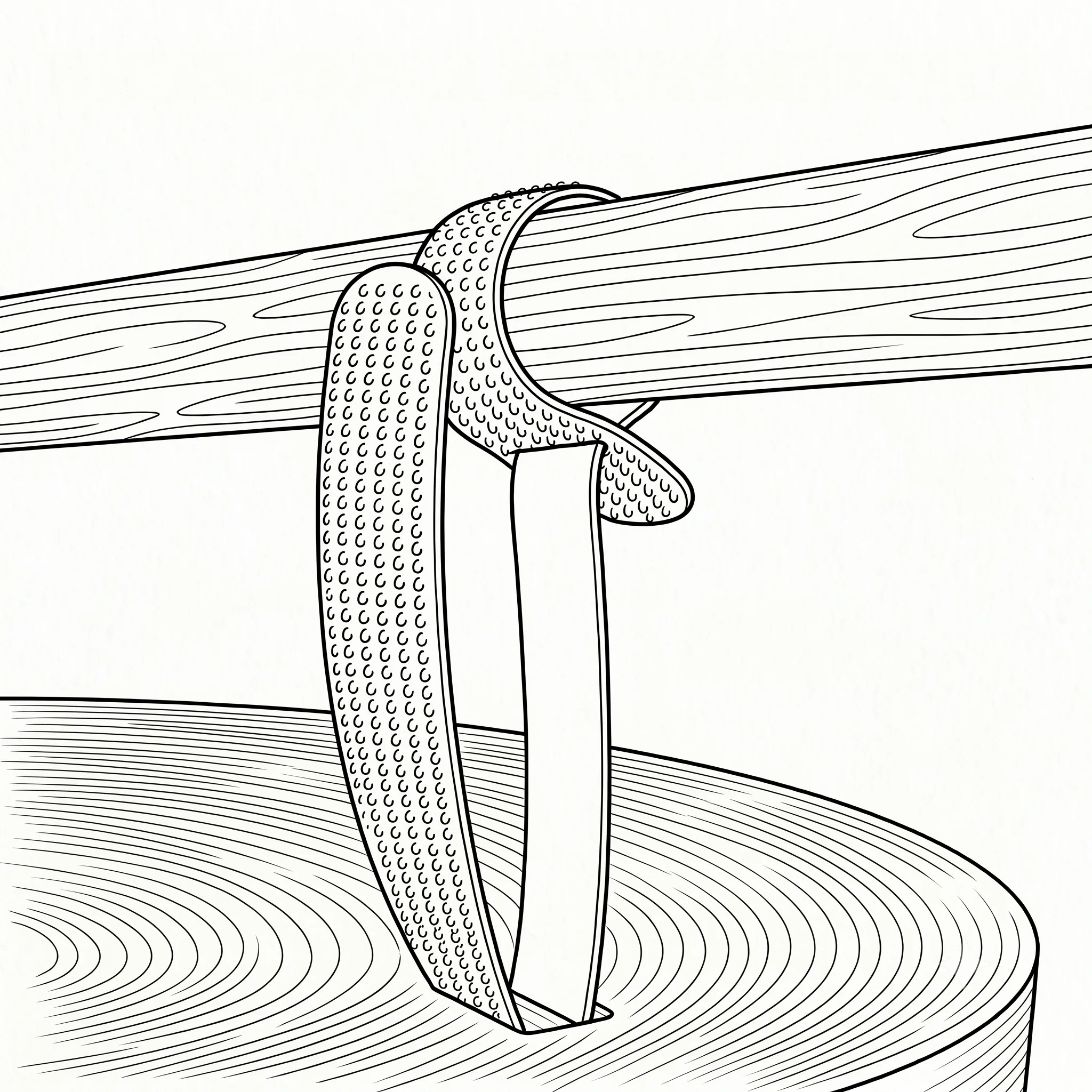 Velcro strap looped around a beam and through the Party UFO