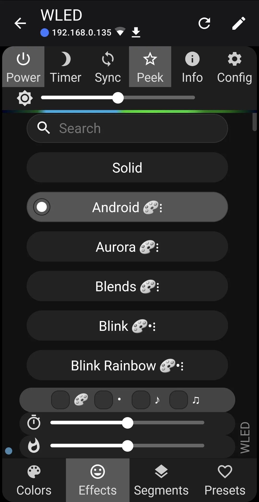 WLED app — effects